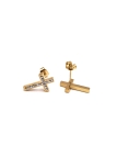 Boucles d’Oreilles Croix Dorées avec Zircons – Acier Inoxydable Intemporel
