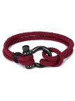 Bracelet Marin Corde Bordeaux avec Fermoir Noir – Élégance Nautique 23 cm