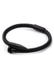 Bracelet Clou Noir Mat et Cuir Tressé – Style Minimaliste et Puissant