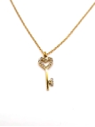 Collier Enfant Clé Cœur Strass – Bijou Étincelant en Acier Inoxydable Doré