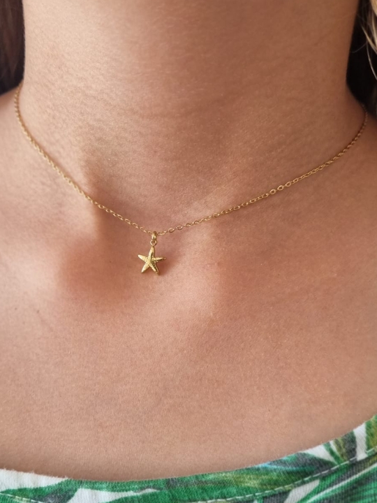 Collier Enfant Étoile de Mer Dorée – Bijou Marin en Acier Inoxydable