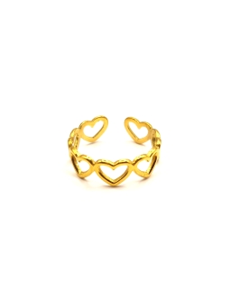 Bague Cœurs Dorés Ajustable en Acier Inoxydable