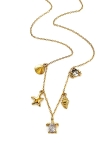 Collier Doré Tendance Breloques Mer et Tortue Cristal en Acier Inoxydable