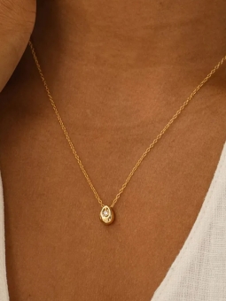 Collier Goutte Dorée & Zirconium – Élégance Discrète en Acier Inoxydable