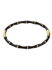 Bracelet Bambou Noir – Jonc Graphique en Résine Noire et Acier Doré