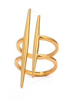 Bague Dorée Double Pointe – Design Minimaliste et Tranchant