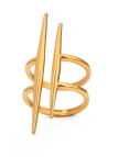 Bague Dorée Double Pointe – Design Minimaliste et Tranchant