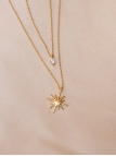 Collier Double Chaîne Étoile & Zircon – Lumière Dorée en Acier Inoxydable