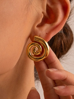 Boucles d’Oreilles Spirales Dorées – Audace Sculptée en Acier Inoxydable