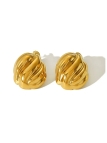 Boucles d’Oreilles Clips Volutes Sculptées – Dorées en Acier Inoxydable