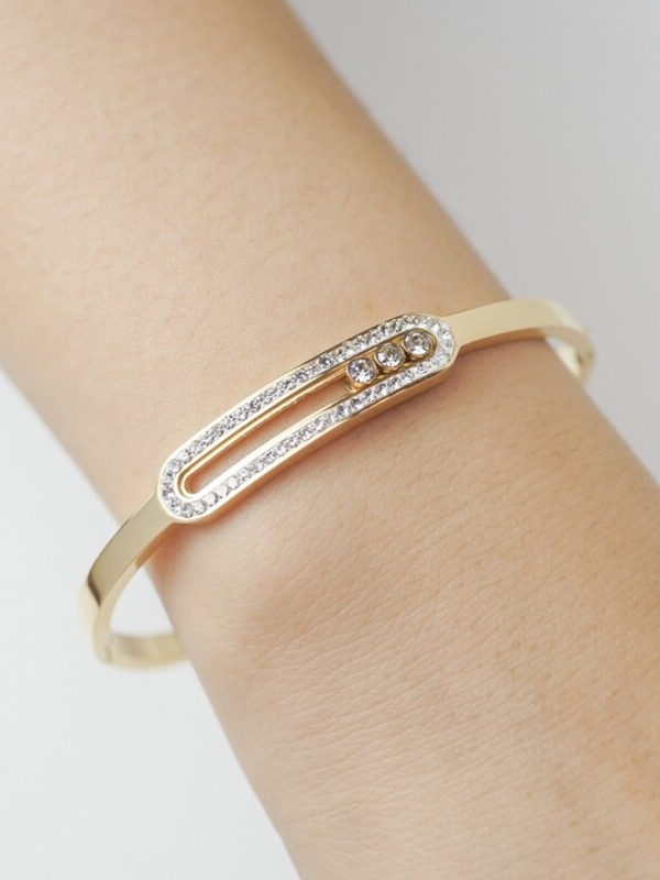 Bracelet Fin Doré & Strass – Design Épuré avec Détail Moderne