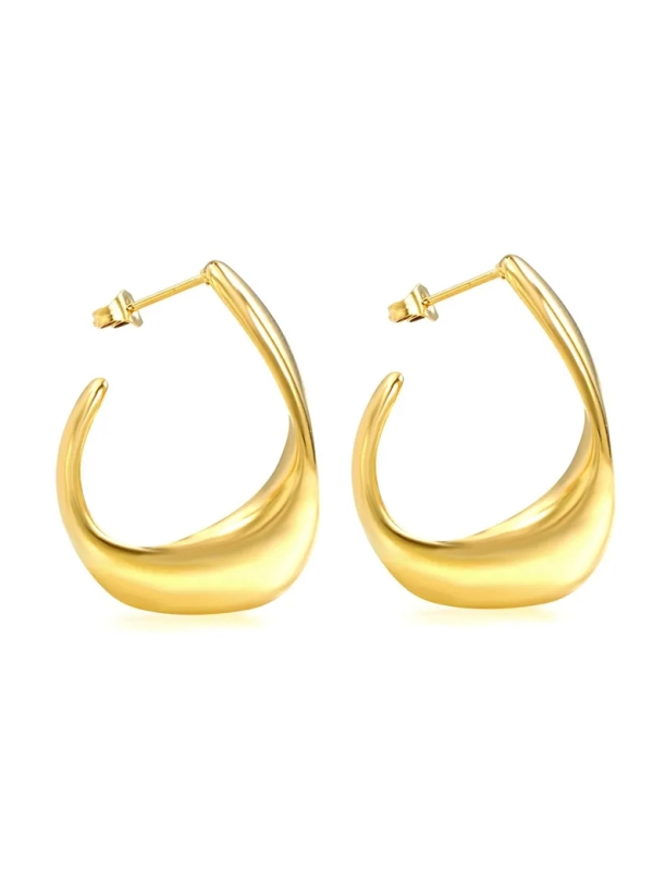 Boucles d’Oreilles Goutte Évasée – Doré en Acier Inoxydable
