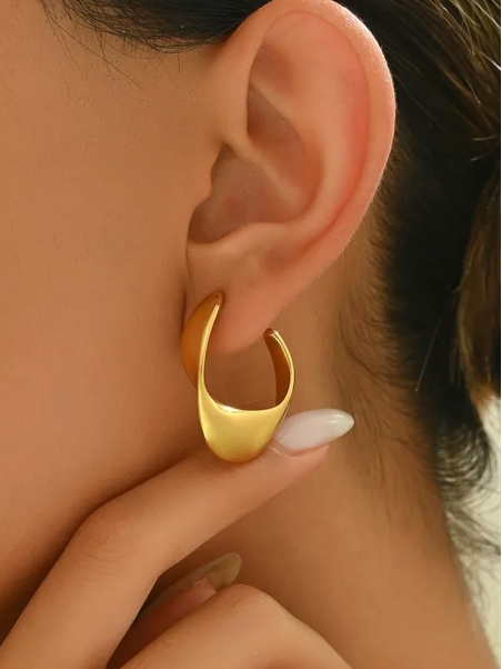 Boucles d’Oreilles Goutte Évasée – Doré en Acier Inoxydable