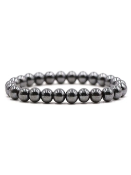 Bracelet Élastique Homme Perles Métal Noir Graphite – Look Minimaliste