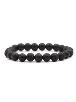 Bracelet Élastique Homme Pierre de Lave Noire – Énergie Brute & Style Authentique