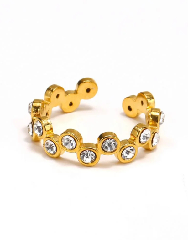 Bague Cercles Cristaux Clairs – Doré en Acier Inoxydable