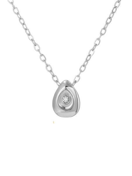 Collier Goutte Cristal – Argenté en Acier Inoxydable