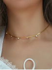 Choker Doré Cristaux Sertis – Acier Inoxydable