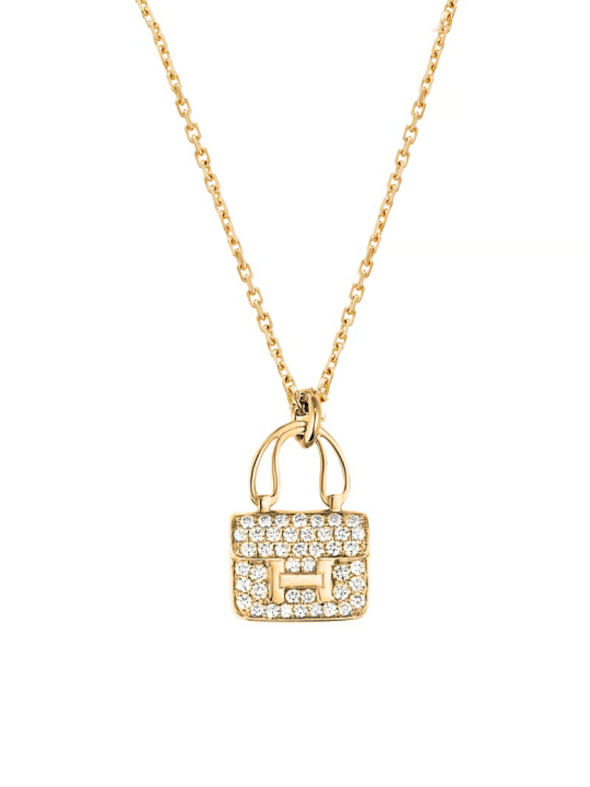 Collier Pendentif Sac Strass Doré en Acier Inoxydable – Chic & Étincelant