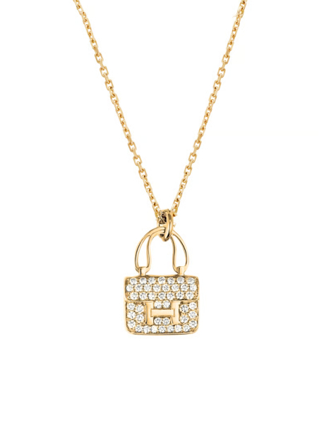 Collier Pendentif Sac Strass Doré en Acier Inoxydable – Chic & Étincelant