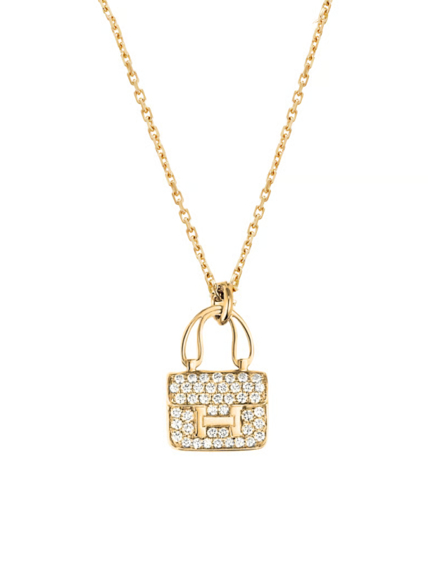 Collier Pendentif Sac Strass Doré en Acier Inoxydable – Chic & Étincelant