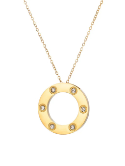 Collier Cercle Doré Strass en Acier Inoxydable – Minimaliste & Raffiné