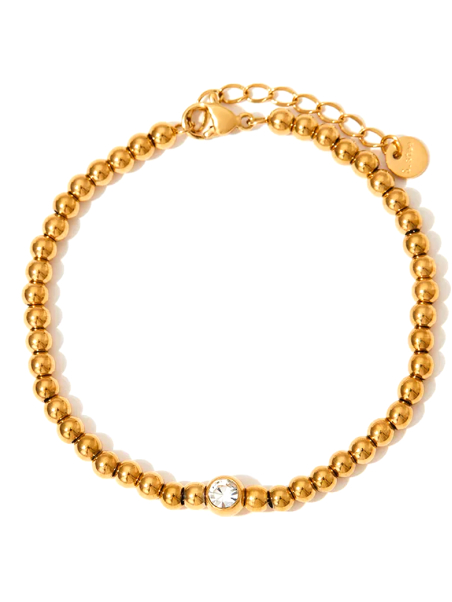 copy ofBracelet Perles Rondes Doré en Acier Inoxydable – Élastique & Lumineux