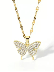 Collier Papillon Doré en Acier Inoxydable – Éclat Cristallin & Charme Aérien