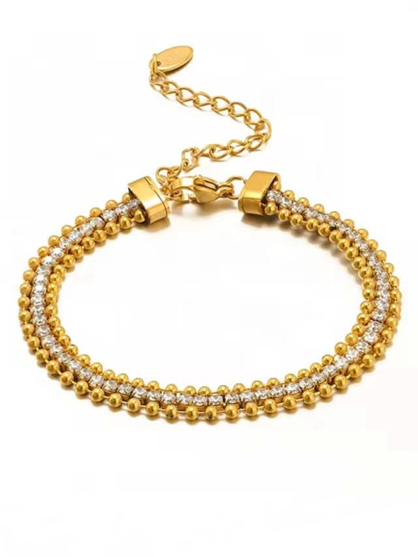 copy ofcopy ofBracelet Perles Doré en Acier Inoxydable avec Cristal – Élégant & Intemporel