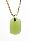 Collier Doré en Acier Inoxydable – Pendentif Vert Laiton Lisse