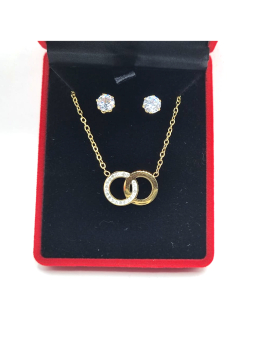 copy ofCoffret Collier Croix Doré & Boucles Zircon – Élégance Spirituelle en Acier Inoxydable
