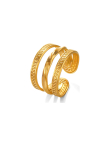 Bague Triple Anneaux Entrelacés Dorée en Acier Inoxydable – Bague Ouverte Ajustable Élégante