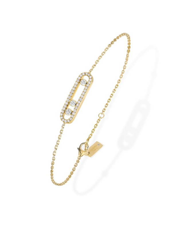 Bracelet Chaîne Maillon Ovale Doré en Plaqué Or 18K avec Cristaux