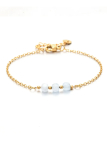 Bracelet Chaîne Doré en Acier Inoxydable avec Pierres d’Agate Blanche