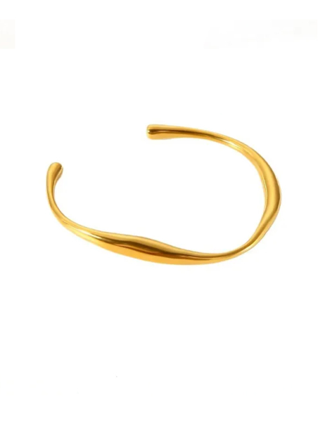 Bracelet Jonc Ondulé Doré Plaqué Or 18K – Bijou Minimaliste et Élégant