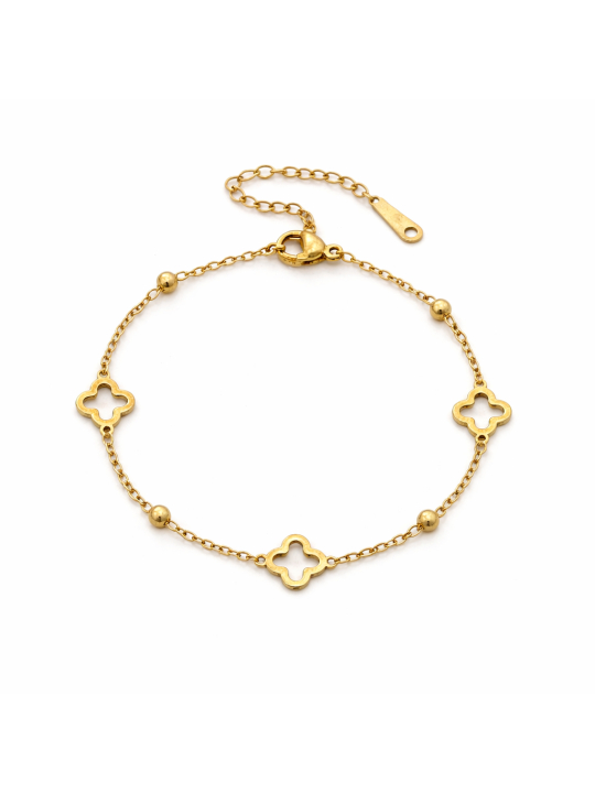 Bracelet Trèfle Doré Plaqué Or 18K – Bracelet Chaîne Élégant et Intemporel