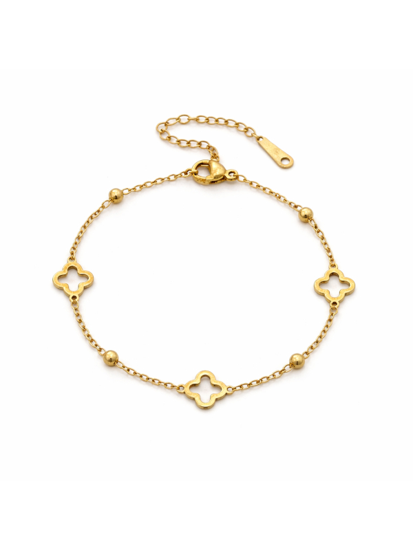 Bracelet Trèfle Doré Plaqué Or 18K – Bracelet Chaîne Élégant et Intemporel