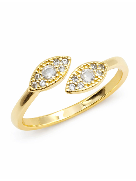 Bague ajustable marquise sertie de cristaux – plaqué or 18K