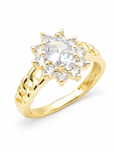 Bague ajustable éclat solaire à pierres scintillantes dorée – plaqué or 18K