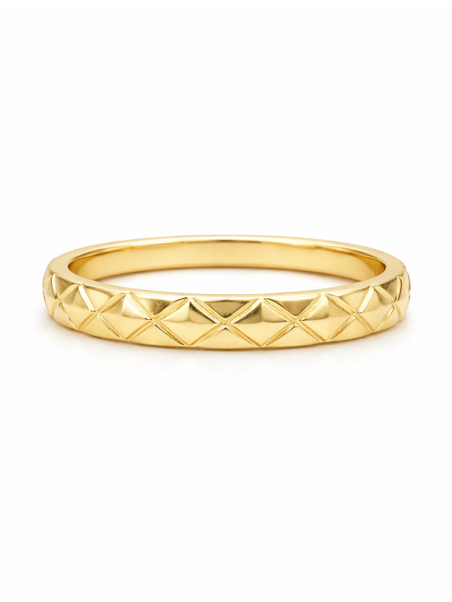 Bague anneau doré motif géométrique – plaqué or 18K élégant