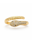 Bague serpent sertie de pierres dorée plaquée or 18K ajustable