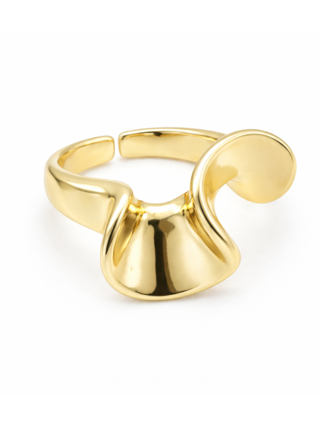 Bague sculpturale ondulée dorée plaquée or 18K ajustable