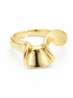 Bague sculpturale ondulée dorée plaquée or 18K ajustable