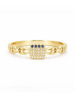 Bague Chaîne dorée plaquée or 18K avec pavé de pierres bleues – Design moderne et éclat précieux