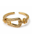 Bague ajustable dorée plaquée or 18K à maillon serti – Design chic et tendance