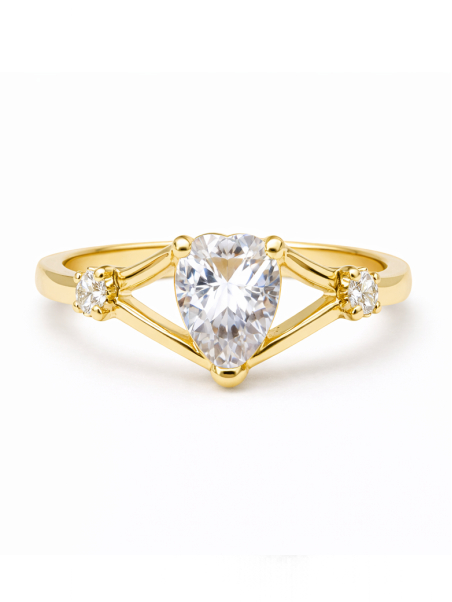 Bague ajustable pierre poire scintillante plaquée or 18K – Élégance fine et lumineuse