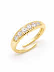 Bague ouverte dorée en acier inoxydable avec pierres blanches serties – Design élégant et lumineux