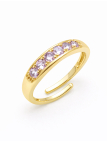 Bague ouverte dorée plaqué or 18K avec pierres roses serties – Anneau ajustable élégant et lumineux