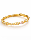Bracelet jonc doré en acier inoxydable 55 mm – Motifs floraux émaillés et strass délicats