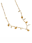 Collier Chaîne Ondulée Perles Blanches et Pampilles Doré en Acier Inoxydable